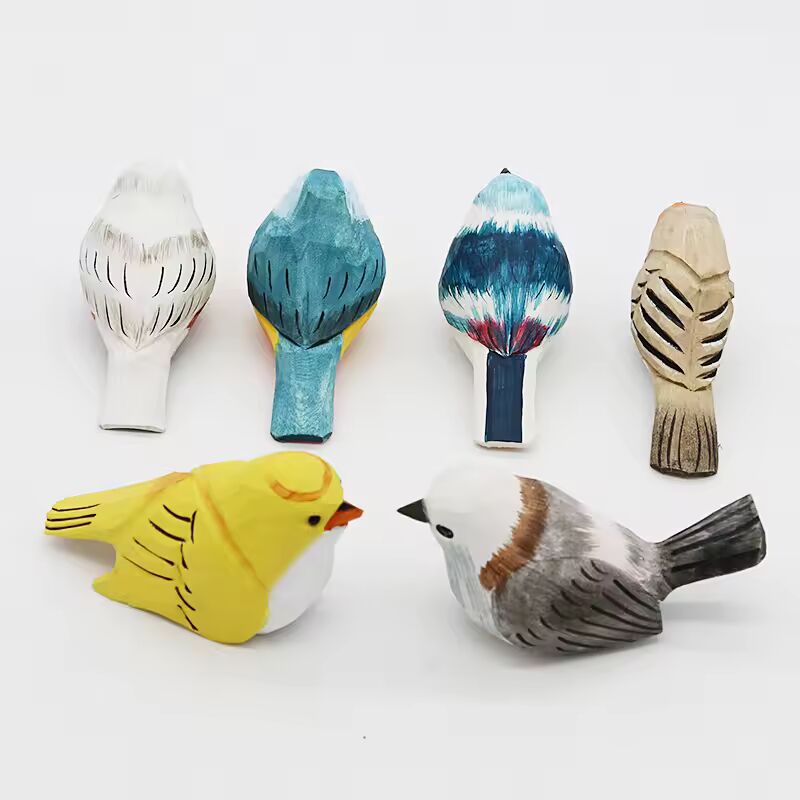 1PC Wooden Bird Statue Miniature Animals Art Craft Sculpture Home Decoration Crafts Photography Props Children Birthday Gifts