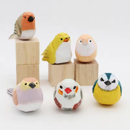1PC Wooden Bird Statue Miniature Animals Art Craft Sculpture Home Decoration Crafts Photography Props Children Birthday Gifts
