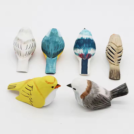 1PC Wooden Bird Statue Miniature Animals Art Craft Sculpture Home Decoration Crafts Photography Props Children Birthday Gifts